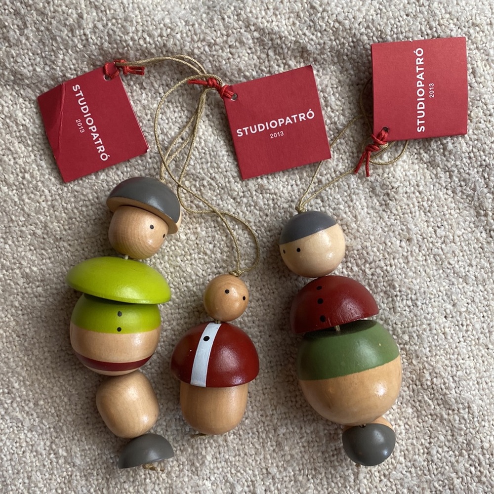 Crate&Barrel Studiopatro 2013 Christmas Ornaments Wooden Family